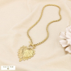 Collier acier fermoir T toggle pendentif cœur relief 0125606 doré
