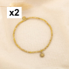 2 Bracelets fin élastique acier inox cristal soleil 0225561 jaune