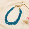 Collier multi-rangs cristal cordon coulissant 0125503 bleu foncé