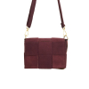 Sac pochette cuir véritable façon daim box tressé 0925028 bordeaux