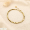 Bracelet acier inoxydable torsadé tube 0225591 doré