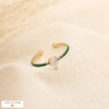 Bague minimaliste acier inox émail strass goutte 0425529 vert