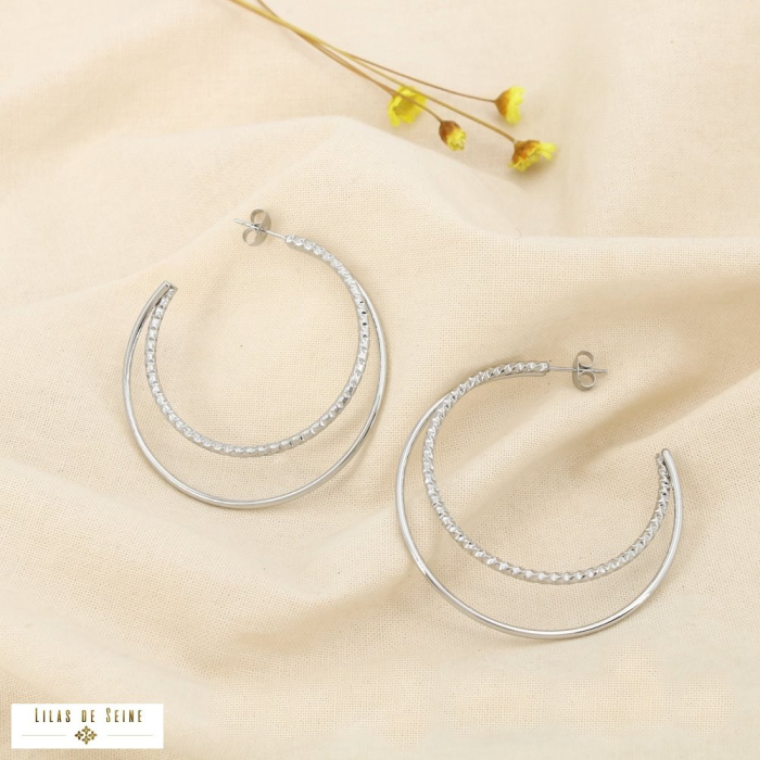 Boucles d’oreilles demi-créoles acier inoxydable 0325589 argenté