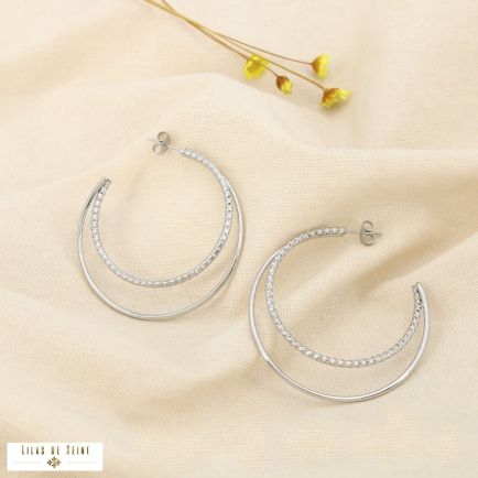 Boucles d’oreilles demi-créoles acier inoxydable 0325589 argenté