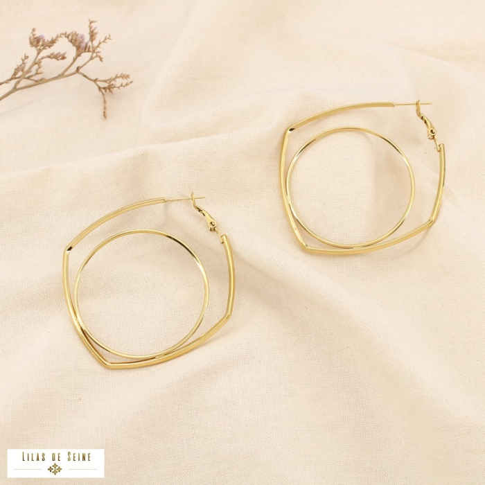 Boucles d’oreilles géométriques acier inoxydable 0325590 doré