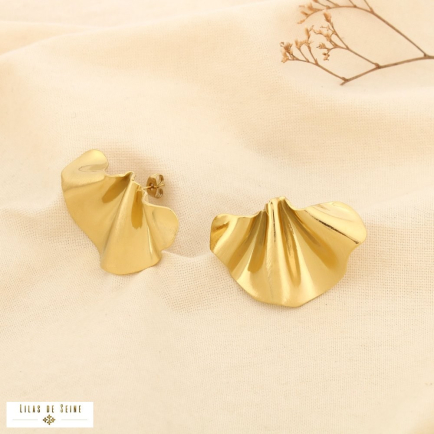 Boucles d’oreilles acier inoxydable éventail ondulée 0325591 doré