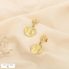 Boucles d’oreilles acier sculpté soleil lune visage 0325607 doré
