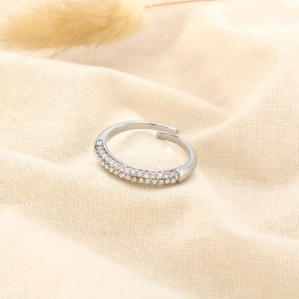 Bague acier inoxydable ajustable strass 0425560 argenté