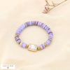 Bracelet élastique acier rondelle nacre strass 0226002 mauve