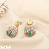 Boucles d'oreilles acier acrylique motifs floraux 0326031 multi