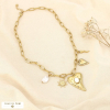 Collier charms chaîne maillons ovales acier inox. 0126027 doré