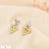 Boucles d’oreilles double coeurs bicolores acier 0325609 doré/argenté