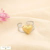 Bague double anneaux coeur bombé acier bicolore 0426001 doré/argenté