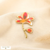 Broche à épingle fleur émaillée acier inoxydable 0526032 orange