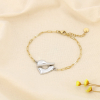 Bracelet double-rangs bicolore cœur acier inoxydable 0226026 doré/argenté