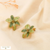 Boucles d’oreilles fleur stylisée émail acier inox. 0326026 vert