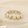 Bracelet élastique résine billes en acier inoxydable 0226040 naturel/beige
