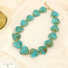 Collier acier inoxydable résine marbrée cœur 0126067 bleu turquoise
