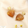 Boucles d’oreilles cœur acier inox résine marbrée 0326046 cognac