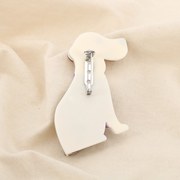 Broche Chien Léopard Résine Métal 0525033 violet