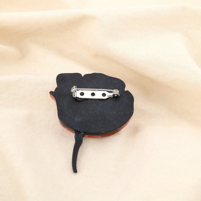 Broche épingle vintage résine marbrée fleur stylisée 0526012 rouge bordeaux