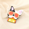 Broche épingle vintage bouledogue stylisé 0526014 orange