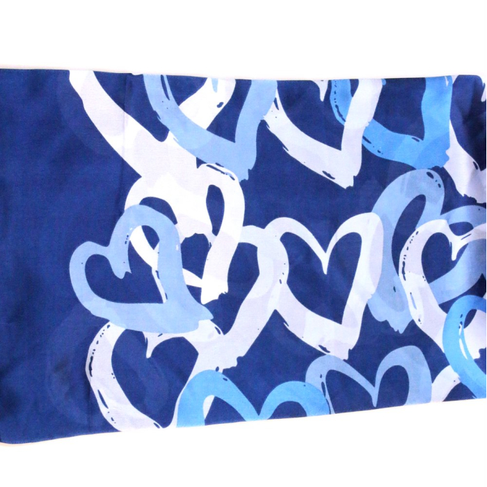 Étole Soie Viscose Imprimé Coeur Multicolore 0726001 bleu foncé