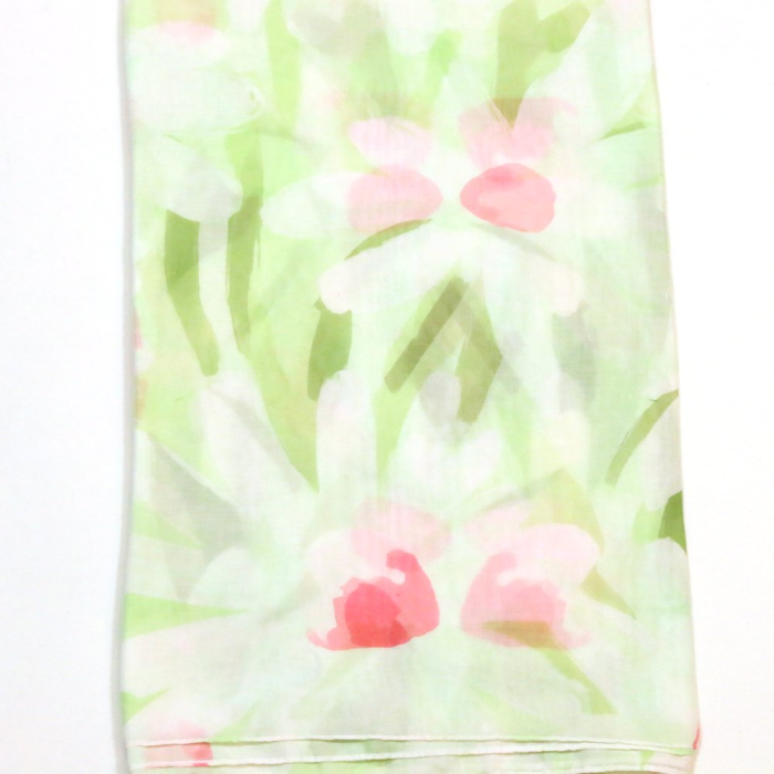 Foulard imprimé floral aquarelle viscose coton 0726006 vert