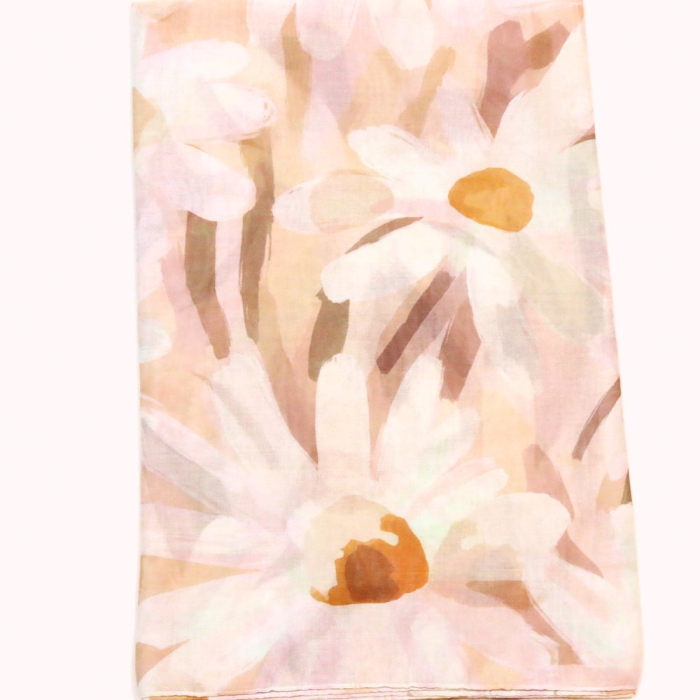 Foulard imprimé floral aquarelle viscose coton 0726006 taupe