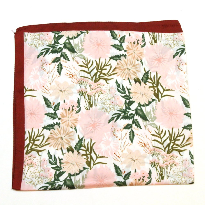 Carré satin imprimé floral touché soie polyester 0726007 rose