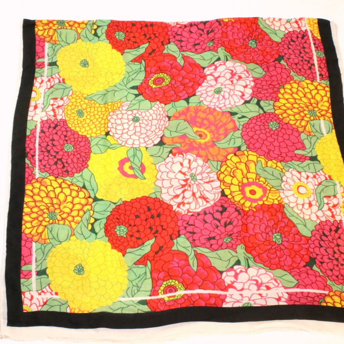 Foulard imprimé floral graphique viscose coton 0726023 multi