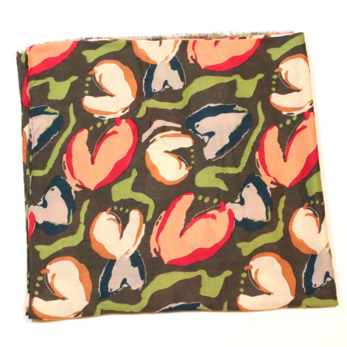 Foulard imprimé abstrait coeur viscose coton 0726024 multi