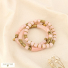 3 bracelets élastiques cubes tubes résine marbrée 0226042 rose