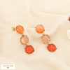 Boucles d'oreille cabochons ronds résine translucide 0126050 orange