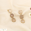 Boucles d'oreille cabochons ronds résine translucide 0126050 taupe