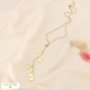 Collier acier inoxydable forme Y feuille 0126039 doré