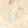 Boucles d’oreille pendantes acier feuilles martelées 0326030 argenté