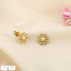 Puces d’oreille marguerite strassée acier inoxydable 0326104 doré
