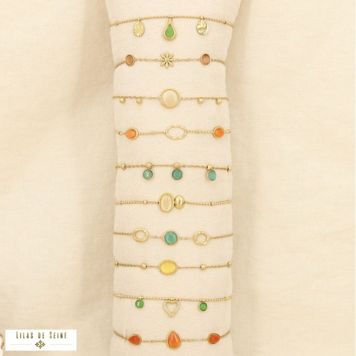 Ensemble 10 bracelets acier inoxydable oeil de chat 0226059 multi