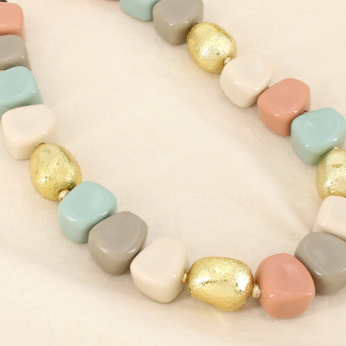 Collier cubes multicolores résine acétate 0126079 multi