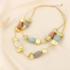 Collier double rangs résine acétate multicolore cordons dorés 0126080 multi