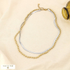 Collier double rang acier inox billes chaîne plate 0126007 doré/argenté
