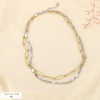 Collier bicolore acier inoxydable maillons allongés 0126008 doré/argenté