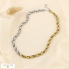 Bracelet bicolore acier inoxydable chaîne torsadée 0126009 doré/argenté
