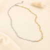 Collier bicolore acier inox maillons cylindriques 0126043 doré/argenté