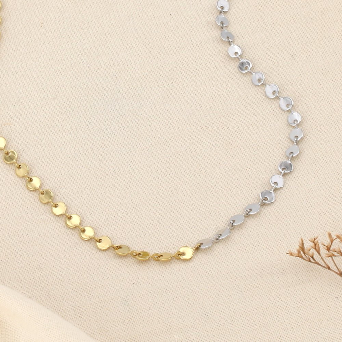 Collier acier inoxydable minimaliste rondelles fines 0126044 doré/argenté