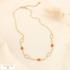 Collier acier inoxydable verre formes ovales 0126086 orange