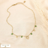 Collier acier inoxydable verre cœurs cabochons 0126091 vert