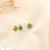 Boucles d’oreilles puces acier inox cabochon verre 0326076 vert