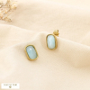 Boucles d’oreilles puces acier inox verre facetté 0326074 bleu turquoise